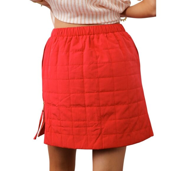NWT Böhme Womens Quilted Red Skirt With Side Zippers Size Large - Picture 4 of 8